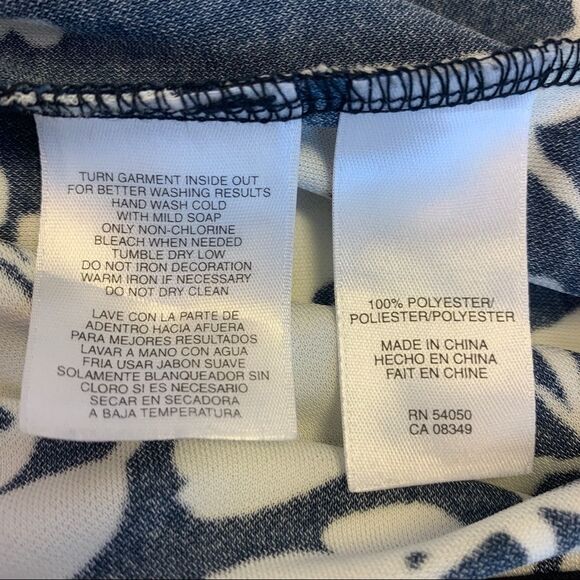 JONES New York collection black white floral sleeveless wrap embellished dress L - Picture 8 of 11